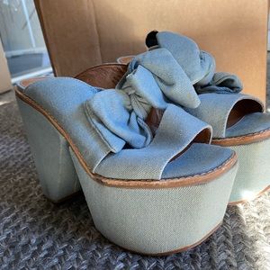 Jeffrey Campbell Riviera Sandals, denim platforms